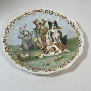 Pier 1 Imports Ironstone Easter Parade Bunny Ear Dogs Dessert Plate 9"